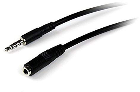 StarTech.com 1m 3.5mm 4 Position TRRS Headset Extension Cable - M/F - audio Extension Cable for iPhone (MUHSMF1M), Black
