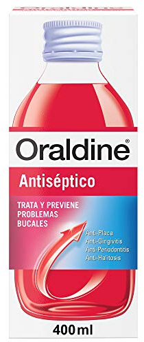 Oraldine, Colutorio liduido sabor menta De Uso Diario, ne problemas bucales, Antiséptico y Antifúngico, Previene Gingivitis y Aftas, 400 ml