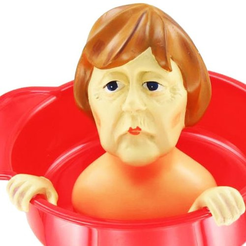 Zitronenpresse ''Angie'' aus stabilem Gießharz, handbemalt, lebensmittelechten Farben - Squeeze it! Ø 12 cm, Höhe 10 cm • 40580 ''Angela Merkel Zitronenpresse'' von Inkognito • Künstler: • Weihnachtliches • Küche & Frühstück • Haushalt • Dies + Das
