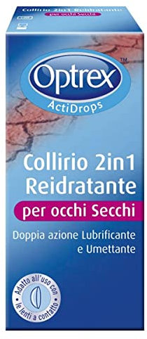 Optrex ActiDrops 2in1, Collirio Reidratante e Lubrificante per Occhi Secchi, Stanchi e Irritati, 10 ml