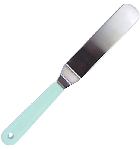 ScrapCooking - Spatule Coudée Inox 29 cm - Spatule Pâtisserie Gâteau Cuisine - Ustensile Accessoire Cake Design Chocolat Glaçages Lissages - Vert d’Eau - 5177