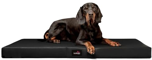 tierlando® Orthopädische Hundematratze Alice Easy CLEAN Kunstleder Visco-Hundematte Größe: 120x90cm | Farbe: 03 Schwarz