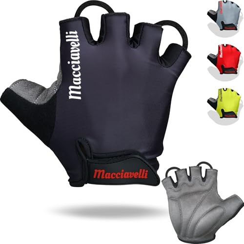 MACCIAVELLI Cycling Gloves for Men Women - Bike Gloves Half Finger - Summer Bicycle Biking Gloves - Ideal for Road and Mountain Bikes