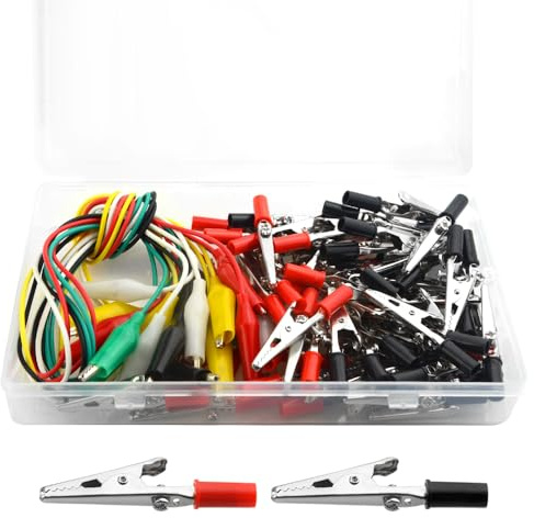 WMYCONGCONG Ensemble de câbles de test avec pinces crocodile et banane à grande taille et collier de serrage électrique 3 tailles, WGCD 1, 50Pcs Red Balck + Test Lead