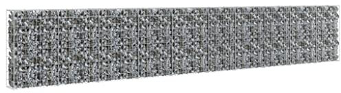 vidaXL Gabion vägg med skydd hög lastkapacitet väderbeständigt rostbeständigt trädgårdsstaket galvaniserat stål silver 599 cm x 30 cm x 100 cm