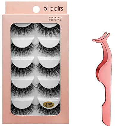 Ciglia finte 10 paia Fluffy Ciglia 3D Set di ciglia riutilizzabili naturali a mano Ciglia spesse - Contiene pinzette (G604)