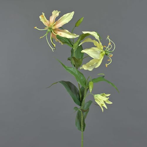 artplants.de Künstliche Blume Ruhmeskrone Celeste, gelb, 75cm - Kunst Gloriosa