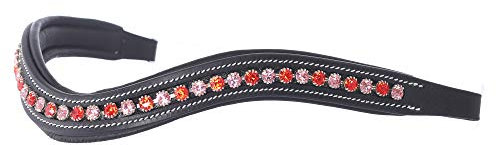 ExionPro gebogenes gepolstertes Hyazinthen-Stirnband aus Hellrosa Bling-Kristalllederzaumzeug|Diamant-Bling Englische Stirnbänder für die Dressur|Größe – Full, Cob, Over, Pony|Farbe-Braun, Schwarz