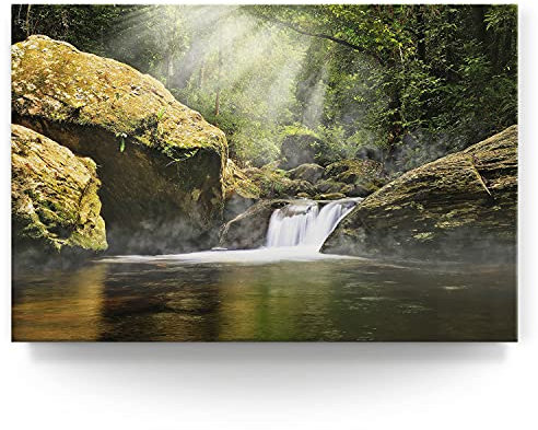 BilderKing Wandbild Wasserfall Kamerunga Australien - 150cm x 100cm Leinwand auf 4cm Keilrahmen