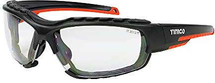 TIMco 770123 Lunettes de sécurité style sport avec protection anti-poussière en mousse Transparent