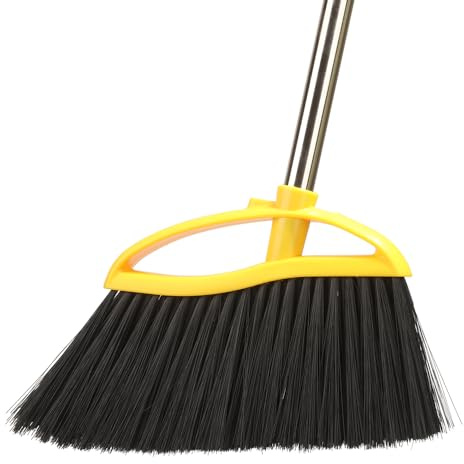 Gloffer Soft Bristles Broom for Indoor Sweeping, Household Cleaning Angle Broom with 55inch Long Handle for Home Office Hardwood Tile Floors Kitchen