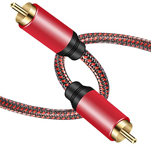 Câble audio coaxial numérique de 4 m, 1 RCA mâle vers 1 RCA mâle pour caisson de basses, câble vidéo RCA en nylon tressé pour caisson de basses, home cinéma, HDTV, systèmes Hi-Fi (4 m)
