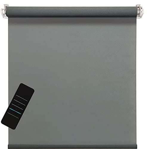 Elektrisches Rollo, dunkelgrau, 5% lichtdurchlässig, inkl. Akku-Motor & Sender, 125x160 cm (1 ST)