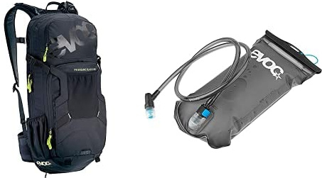 EVOC FR ENDURO BLACKLINE 16L Outdoor Protektor Backpack HYDRATION BLADDER 1,5 Trinkblase für den Rucksack (Größe: S, Rückenprotektor, AIR SYSTEM Technologie), Schwarz/Carbon Grau