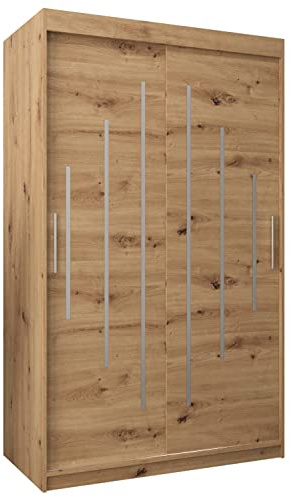 MEBLE KRYSPOL - Kleiderschrank, Schlafzimmerschrank - Schrank Zwei Türen - 4 Fachböden, 2 Stangen, Fachboden - Garderobenschrank York, Körperfarbe Artisan, Frontfarbe Artisan - 120x62x200cm