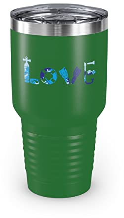Teegarb Letter Blanket Vaso de acero inoxidable de 30 onzas, colores divertidos, esnórquel, natación, amantes del agua, novedad, buceador, entusiastas del esnórquel, hombres y mujeres, 30 onzas, verde
