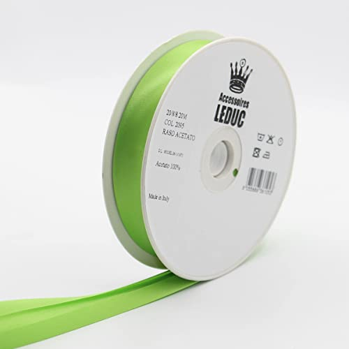 Leduc Satin-Schrägband, 20 m, 30 Farben, für Doppelnähte, 8 + 20 + 8 mm, 100 % Acetat, italienische Qualität, 2095 Light Green
