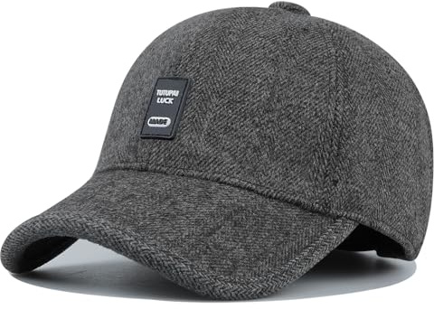 Clakllie Men's Winter Warm Baseball cap with Ear Flap Cappello Regolabili Baseball Invernali Cappellino Snapback in Lana con Paraorecchie Cappellini Golf Sport 55-60cm