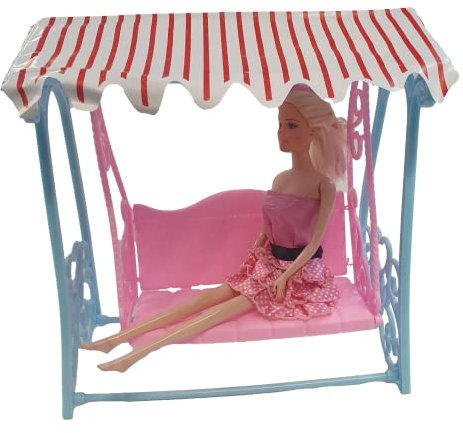 Fat-catz-copy-catz 1x Plastic Pink & Blue Garden Swing for 11-12 Princess Dolls Dollhouse Furniture - Doll NOT Included
