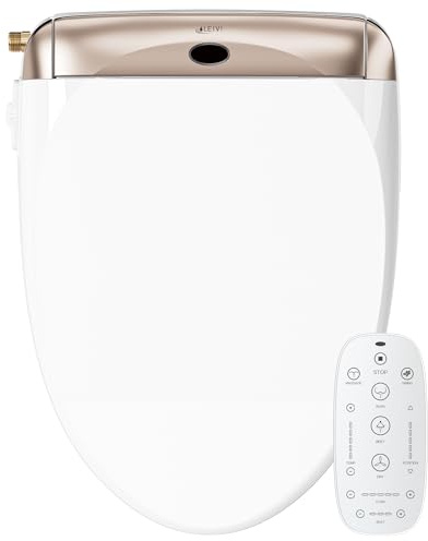 LEIVI Electric Bidet Toilet Seat with Wireless Remote and Side Panel, Multiple Spray Modes, Adjustable Heated Seat, Warm Water and Air Dryer, Auto LED Nightlight, Elongated
