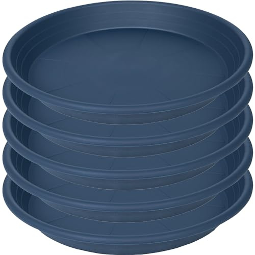 SAUCERHOME 5 soucoupes en Plastique avec récupérateur d'eau pour Pot de Fleurs, pour intérieur et extérieur, très durables (25,4 cm, Bleu)