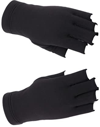Amosfun Halbfinger Sonnenschutzhandschuhe mit UV Schutz aus Elastischem Gewebe Bequeme Halbhandschuhe für Nageldesign und Outdoor Aktivitäten in Schwarz