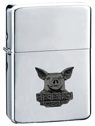 Briquet A33 en forme de cochon en étain anglais fin sur un briquet argenté chromé résistant au vent rechargeable à l'essence
