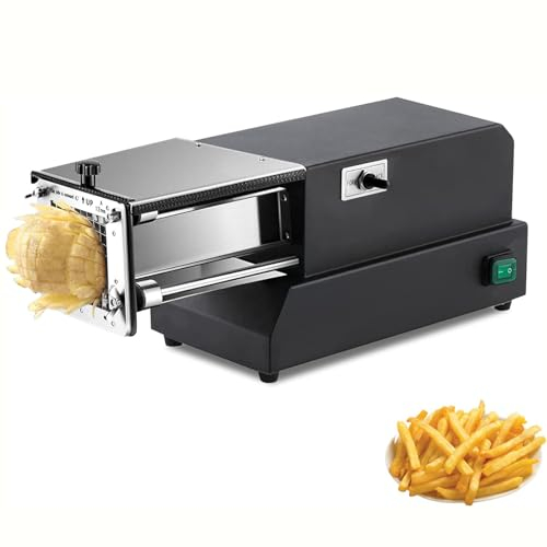 Máquina Eléctrica para Cortar Patatas Fritas,Cortador De Patatas Eléctrico Profesional Comercial Y Doméstico con Cuchilla para Un Corte Fácil Y Seguro,para Patatas,Zanahorias,Black-8mm