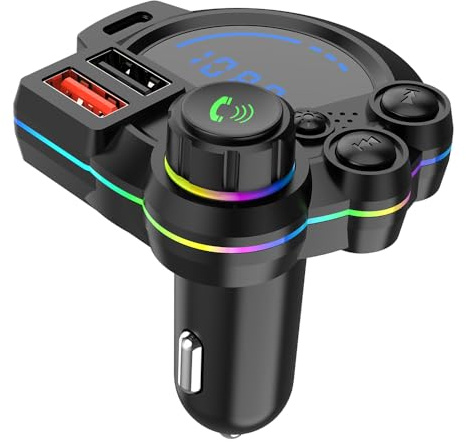 lotorasia Bluetooth 5.3 FM Transmitter for car, car Bluetooth Adapter QC3.0 & PD20W, MP3 Music Player Supports TF Card & USB Disk, Wireless Radio Receiver Hands-Free Calling LED Display, black