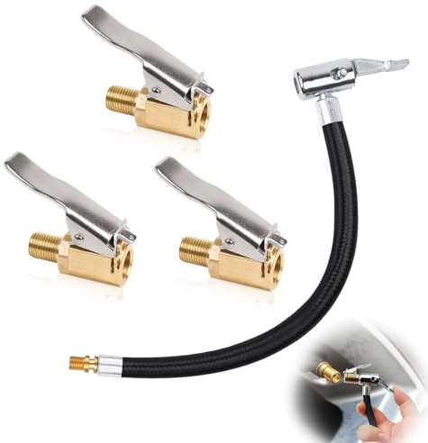 xlwen Messing Autoventil Adapter, 4 Stück Reifenfüllschlauch Autoventil Adapter,Reifenfüller Schlauchadapter,Autoventil Hebelstecker Air Chuck für Auto, LKW, Reifenfüller usw,8mm