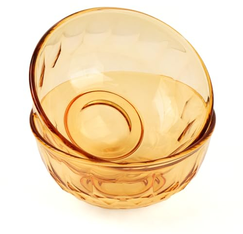 Ciotole in vetro ambrato 16,7 cm, 1 L, grandi ciotole in vetro premium per insalate, cottura, zuppe, dessert e snack, essenziali per la cucina, set di 2, lavabili in lavastoviglie, microonde e forno