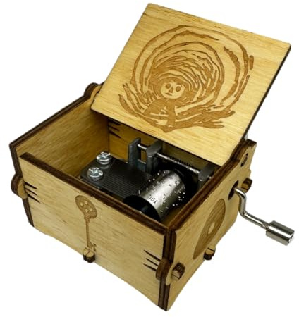 Youtang Coraline - Mini carillon in legno con incisione, idea regalo per compleanno, anniversario, San Valentino, Natale (manovella, marrone)