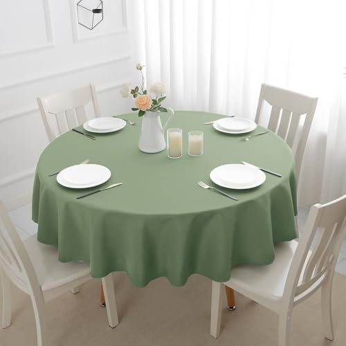 Romanstile Tovaglia Rotonda 160 cm Antimacchia Verde Chiaro, Primavera, Tovaglia da Esterno Elegante e Moderna, Formato Grande per 4–6 Posti, per Tavolo da Pranzo, Cucina, Bar, Bistrot, Feste e Pasqua