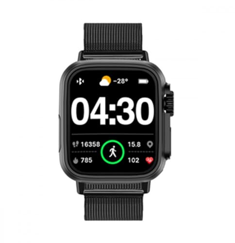 Radiant - Jersey - Reloj Inteligente, Smartwatch con Pulsometro, Tensiometro, Monitor de Sueño y Pulsera Actividad Digital. para Hombre y Mujer. Compatible con Android iOS (Acero Negra)