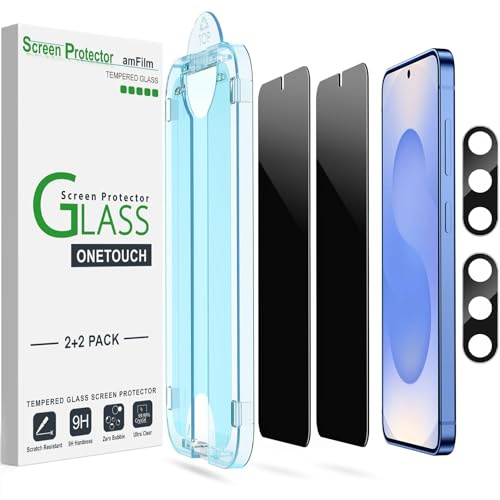 amFilm 2+2 Stycken Integritetsskydd för Samsung Galaxy S25 5G, med Kameraobjektivskydd [Spionskydd Och Integritetsskydd] | med kameralinsskydd [Anti-spy och integritetsskydd] HD klar – S25-6,2 tum