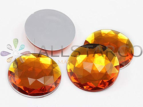 Runde Acryl-Strasssteine mit flacher Rückseite, 30 mm, Kunststoff, Kreis-Edelsteine für Kostümherstellung, Cosplay, Schmuck, professionelle Verzierungen, 12 Stück (Orange Hyazinthe H125)