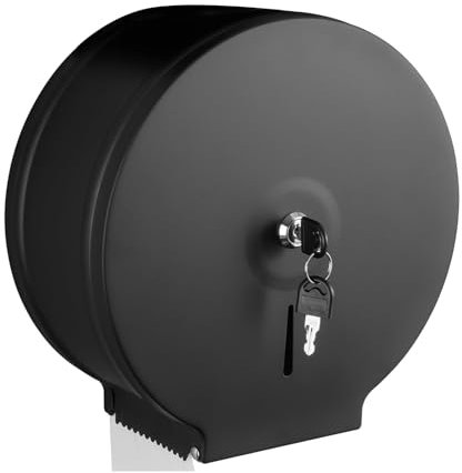 Distributeur de Papier Toilette Géant Commercial avec Étagère, Rouleau de 9 Pouces avec 2,5 Noyaux, Distributeur de Serviettes en Papier en Acier Inoxydable, Support Mural (Black)