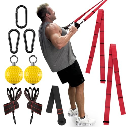 FitBeast Pull Up Grips & Grip Ball Combo, Finger Strengthener Straps for Pull Up Bar, Handles Attachment for Rock Climbing, Grip Training & Home Gym Workout