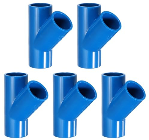 sourcing map 5 raccordi in PVC, a 3 vie, 45 gradi, 2,5 cm, 2 cm, connettori in PVC, gomito in PVC, raccordi per tubi in PVC, per mobili in PVC, per struttura di supporto da giardino fai da te, blu