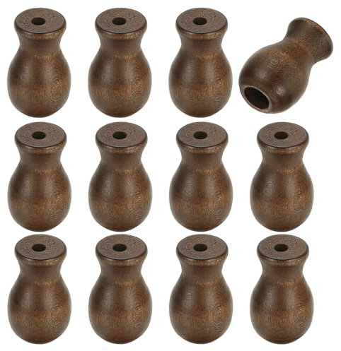 sourcing map 12Pcs Cord Knobs, Wood Cord Tassel Drops Pull End Pendant Hanging Ball Pulls for Window Blinds Shade Curtain Craft, Coffee Cylinder