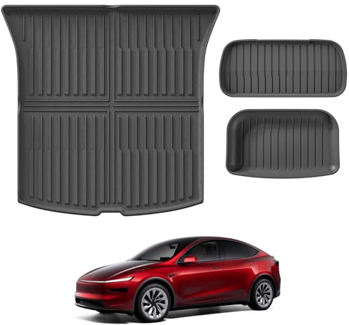 [3 Stück] GAFAT Neu Tesla Model Y Juniper/Premium 2025 2026 Kofferraummatte Vorne und Hinten, Model Y 2025 TPE Allwetter-Kofferraumwanne Hohe Kante Original 3D-Scan, Matten Faltbar (Nicht Stαndαrd)