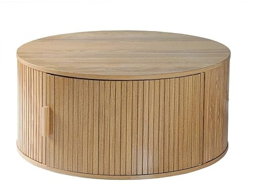 Calicosy Table Basse Ronde Ernest D75 cm | avec Rangement, Design Vintage, MDF, Meuble de Salon