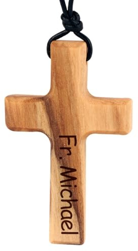 MEIEG Croce In Legno Di Ulivo Personalizzata Fatta A Mano, Collana Con Croce In Legno, Battesimo, Auto Di Protezione For La Comunione, Regalo Di Natale, Benessere, Casa, Festa Cristiana, Compleanno