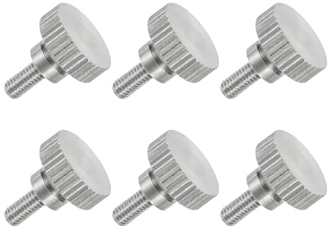 sourcing map 6 tornillos de cabeza moleteada plana M3 x 6 mm, acero inoxidable 304 totalmente roscado, tornillos de tornillo de pulgar para iluminación de electrodomésticos, equipos electrónicos