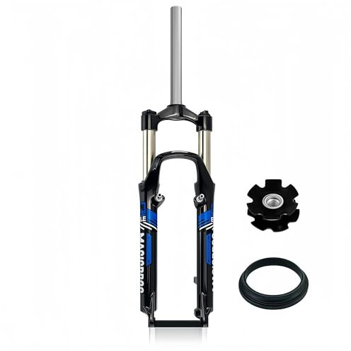 pykaaiiu Federgabel MTB 26 Zoll Federgabel Federweg 100mm 1 1/8 Zoll Canti Sockel V-Brake 9 Mm QR-Stütze/Scheibe 28,6 Mm Gewindeloser Gabelschaft erhältlich(Schwarz-blaues)