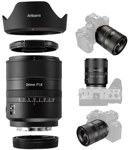 7artisans AF 24mm F1.8 MF Vollformat-Objektiv für E-Mount-Kameras: A7 A7Rlll A7SIII A9 A6300 NEX-3 NEX-3N NEX-5 NEX-5N NEX-7 NEX5C und mehr