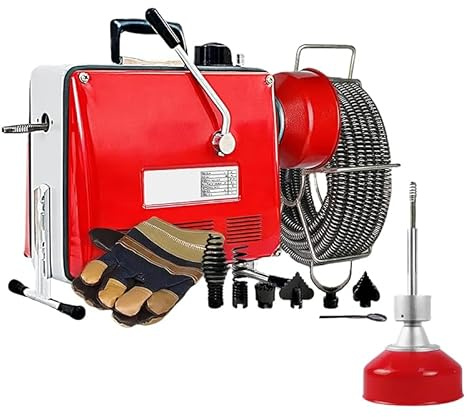 500W Elektrische Rohrreinigungsmaschine mit Ø16mm 16.5M + Ø10mm 5M Rohrleitungen Abflussreiniger Rohrreinigungsspirale Rohrreiniger Reinigung Drain Clean