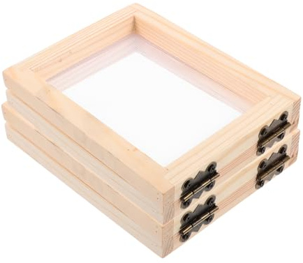 VINTORKY 2 Stück Teiliges Holz Papierherstellungsset mit Siebrahmen Minimalistischer DIY Schöpfrahmen aus Kiefernholz für Handgemachte Papierkunst Vielseitig Einsetzbar für Moderne und