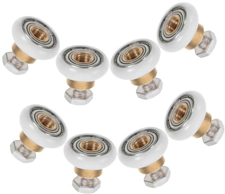 HOMSFOU 8pcs Shower Door Rollers Set Sliding Glass Shower Door Rollers Precision Bearing Design Resistant to Wear and Tear Golden Metal Plastic Accessories for Bathroom