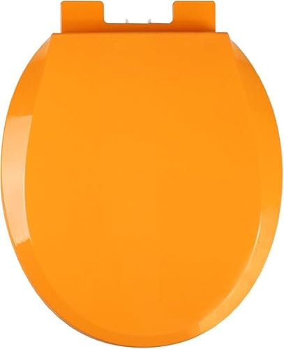 Abattant de toilette allongé de couleur en forme de O/U/V avec couvercle en polypropylène à fermeture douce et silencieuse, facile à installer et à nettoyer (ovale, orange)